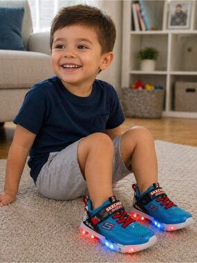 Skechers S Lights Dr Seuss Cat in the Hat Kids Shoes Size 7 Light Up Sneakers